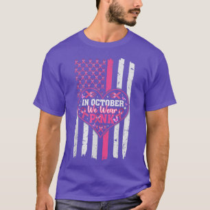 Camiseta Em outubro, Vestimos Fita Rosa Vintage Americana