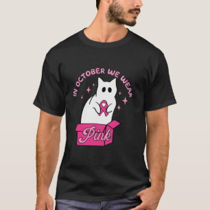 Camiseta Em outubro, Vestimos Gato De Cancer De Mama Rosa,