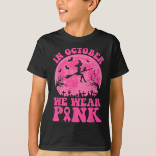 Camiseta Em outubro, Vestimos Mata-Mama de Bruxas Rosa