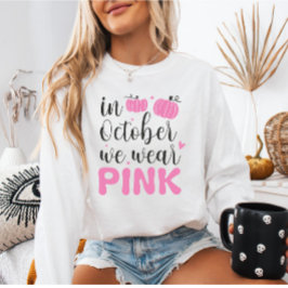 Camiseta Em outubro Vestimos Mês do Cancer de Mama Rosa