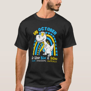 Camiseta Em outubro Vestimos o Amarelo Azul para Baixo Sint