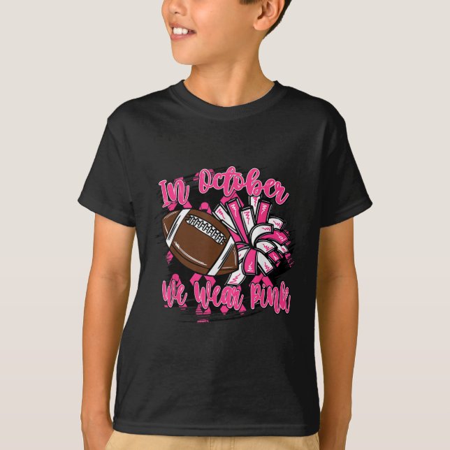 Camiseta Em Outubro Vestimos O Cancer De Futebol Nk Cheer (Frente)