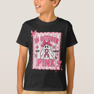 Camiseta Em outubro, Vestimos O Cancer De Mama, Arco Rosa,