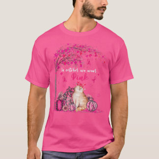 Camiseta Em outubro, Vestimos O Cancer De Mama De Gato Rosa