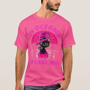 Camiseta Em outubro, Vestimos O Cancer De Mama De Gato Rosa