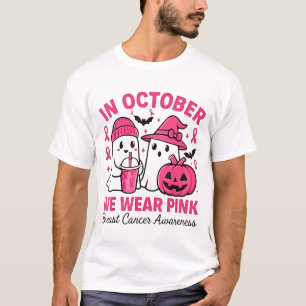 Camiseta Em outubro, Vestimos o Cancer de Mama Rosa Fantasm