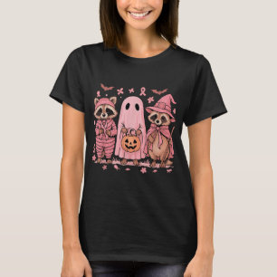 Camiseta Em outubro, Vestimos o Cancer de Mama Rosa Raccoon