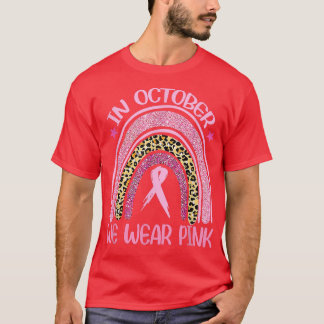 Camiseta Em outubro Vestimos o Cancer-mama rosa-leopardo em