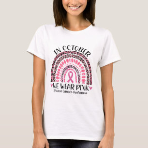 Camiseta Em outubro Vestimos o Cancer-mama rosa-leopardo em