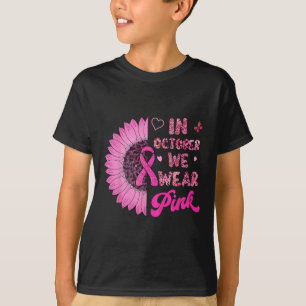 Camiseta Em outubro Vestimos O Cancer Rosa De Girassol