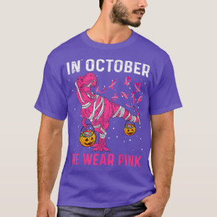 Camiseta Em outubro Vestimos O Cancer Rosa Dino Pumpkin