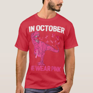Camiseta Em outubro Vestimos O Cancer Rosa Tre Dino Kid