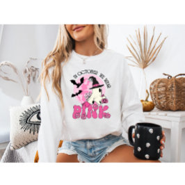 Camiseta Em outubro Vestimos o dia das bruxas cor-de-rosa