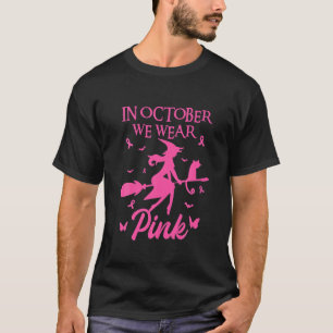 Camiseta Em outubro Vestimos o Dia das Bruxas de Fita Rosa