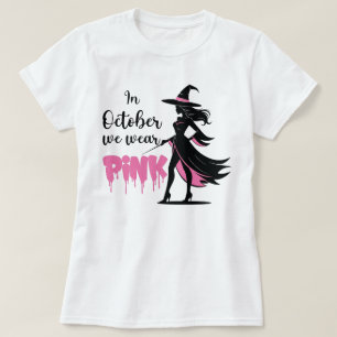 Camiseta Em outubro Vestimos o Dia das Bruxas Rosa