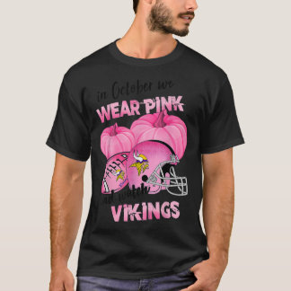 Camiseta Em outubro, Vestimos O Olhar Rosa Vikings Futebol