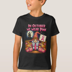 Camiseta Em outubro, Vestimos o Rosa Halloween Gnomo Witch