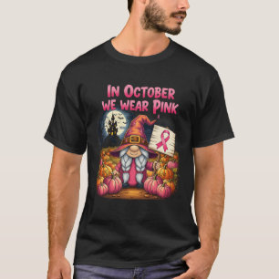 Camiseta Em outubro, Vestimos o Rosa Halloween Gnomo Witch