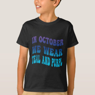 Camiseta Em outubro, Vestimos O Teal & O Suicídio Purpl