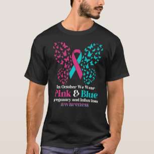 Camiseta Em outubro, Vestimos Perda de Criança Azul-Rosa