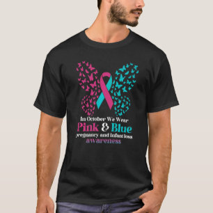 Camiseta Em outubro, Vestimos Perda de Criança Azul-Rosa