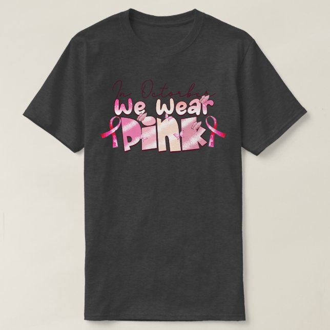 Camiseta Em outubro Vestimos Rosa 10 (Frente do Design)
