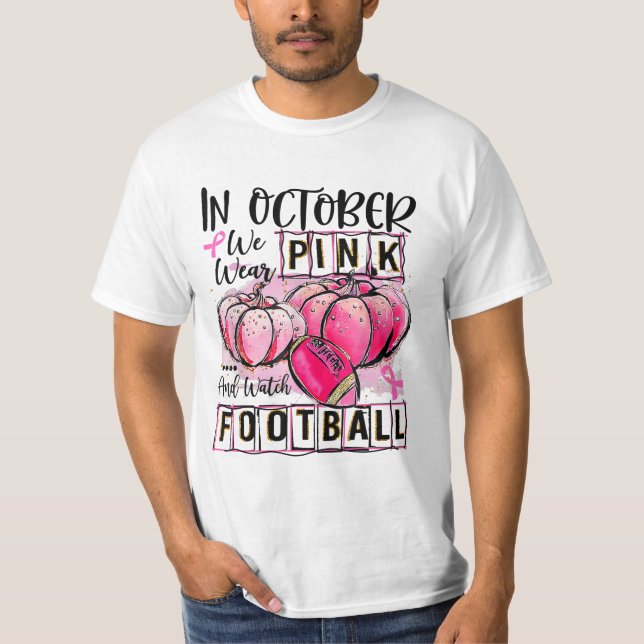 Camiseta em outubro vestimos rosa e assistimos futebol (Frente)