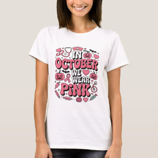 Camiseta Em outubro Vestimos Rosa | Sensibilização do Cance