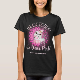 Camiseta Em outubro, Vista a consciência cor-de-rosa dos ca