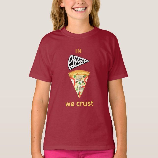 Camiseta Em pizza, cromos (Frente)