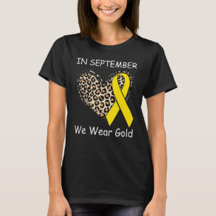 Camiseta Em Setembro Nós Usamos Dourado Cute Leopardo Coraç