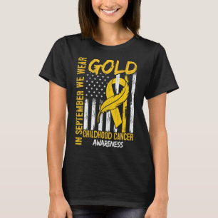 Camiseta Em Setembro Nós Usamos Fita de Bandeira Dourada In