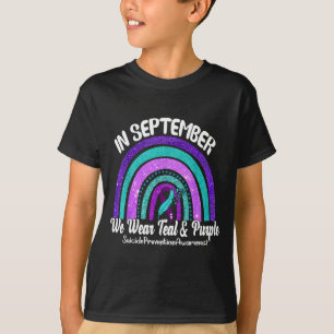Camiseta Em Setembro Nós Usamos Turquesa & Arco-Íris Roxo S