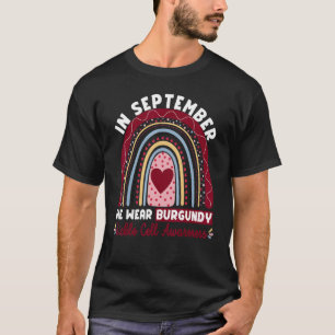 Camiseta Em Setembro Usamos Burgundy Conscientização da Cél