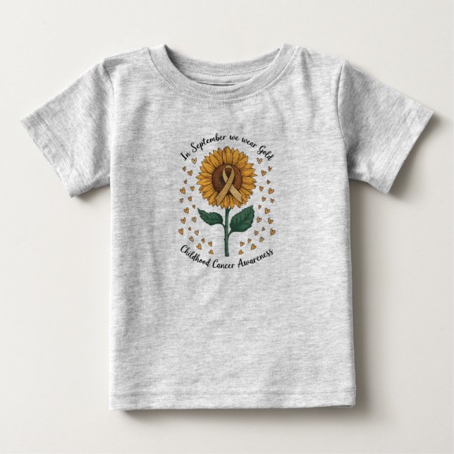Camiseta Em Setembro Usamos Dourado Conscientização do Cânc (Frente)
