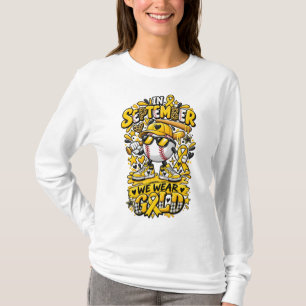 Camiseta Em Setembro Usamos Fita Dourada de Beisebol Arte