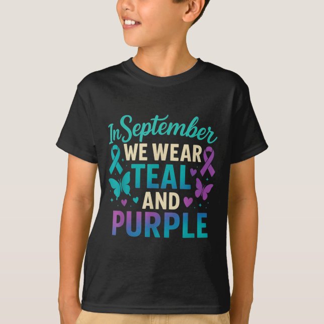 Camiseta Em setembro use design de conscientização roxo e a (Frente)