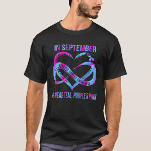 Camiseta Em setembro, Vestimos a Tireoide Rosa Púrpura