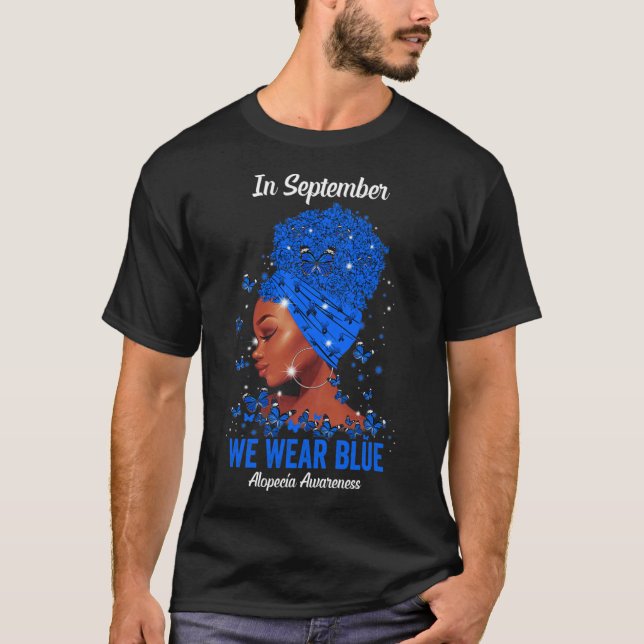 Camiseta Em Setembro Vestimos Azul Para A Consciência Da Al (Frente)