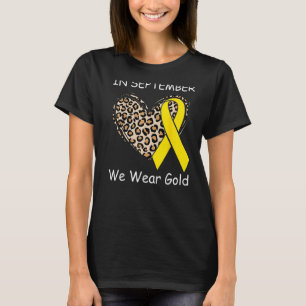 Camiseta Em setembro Vestimos Dourado Coração Leopardo E G