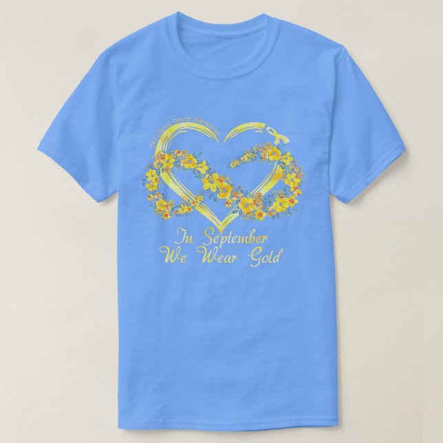 Camiseta Em setembro Vestimos Flores Douradas Canceres de I (Frente do Design)