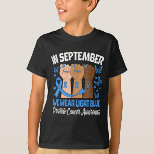 Camiseta Em setembro Vestimos O Cancer Da Próstata Azul Cla