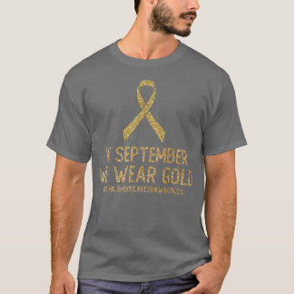 Camiseta Em setembro Vestimos o Cancer de infância de ouro 