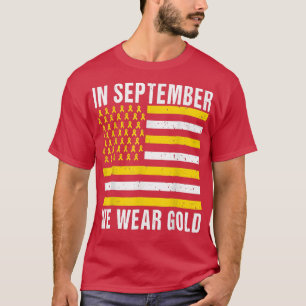 Camiseta Em setembro Vestimos o Cancer de infância Dourada 