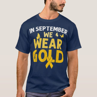Camiseta Em setembro Vestimos o Cancer de infância Dourada 