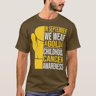 Camiseta Em setembro Vestimos o Cancer de infância Dourada 