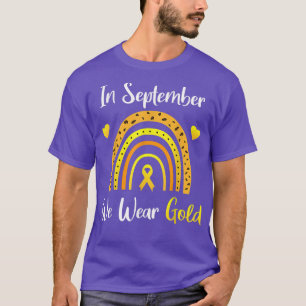 Camiseta Em setembro Vestimos o Cancer de infância Dourada 