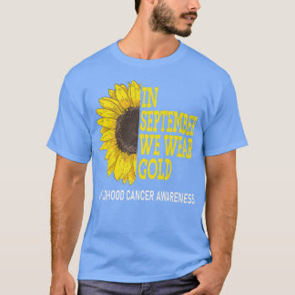 Camiseta Em setembro Vestimos o Cancer de infância Dourada 
