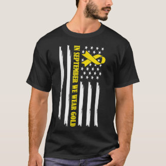 Camiseta Em setembro Vestimos o Cancer de infância Dourada 