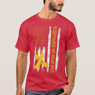 Camiseta Em setembro Vestimos o Cancer de infância Dourada